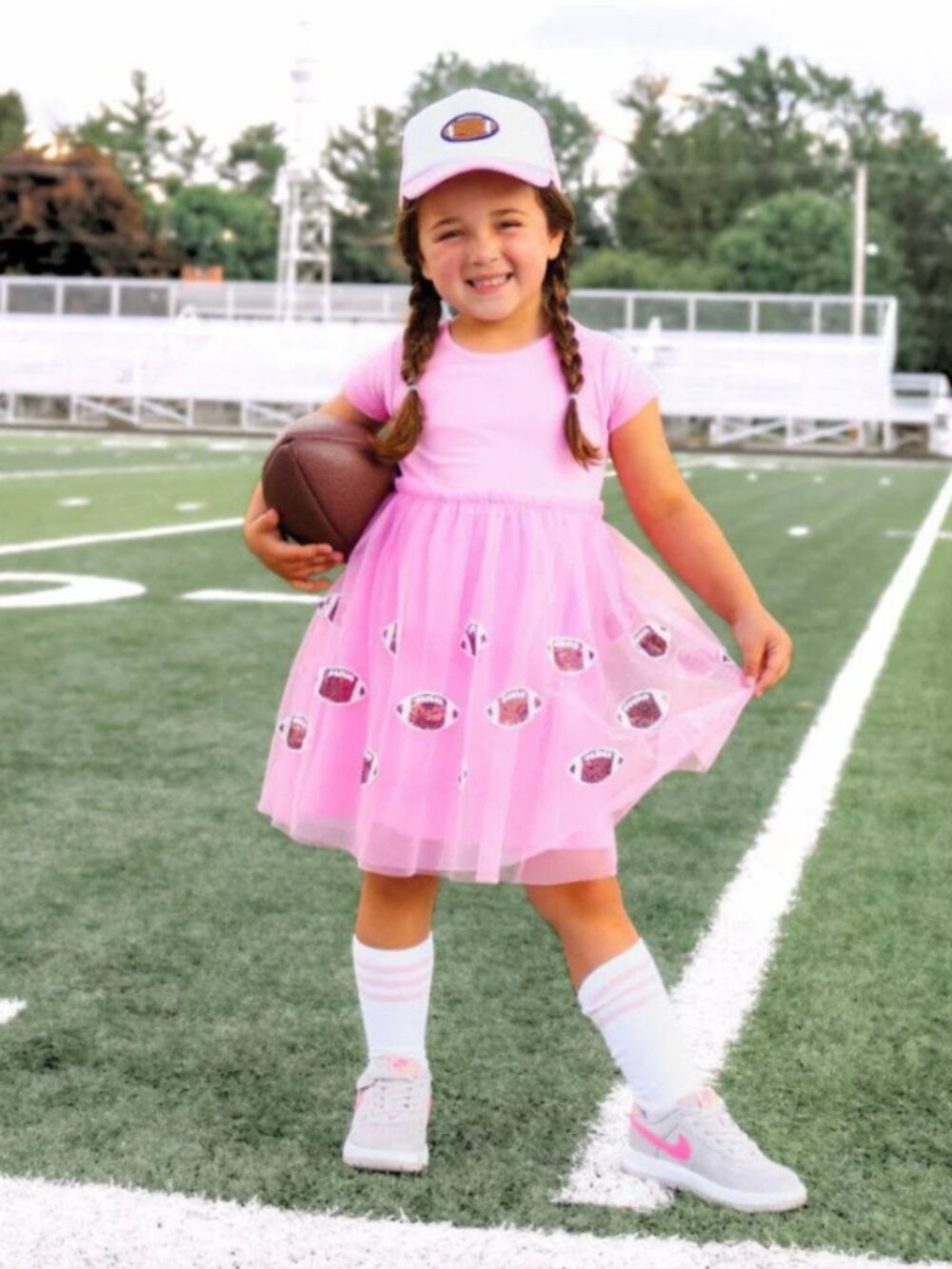 NWT SWEET WINK Girls Football Sequin Short Sleeve Pink Tutu Dress - Picture 2 of 7